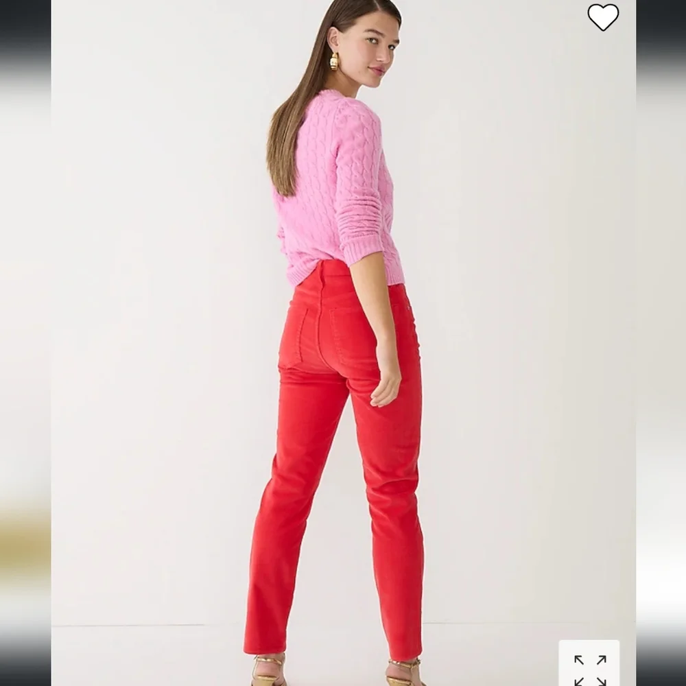 ❤️ J CREW HIGH RISE VINTAGE SLIM STRAIGHT CORDUROY PANTS / JEANS, RED, 4 (27)
